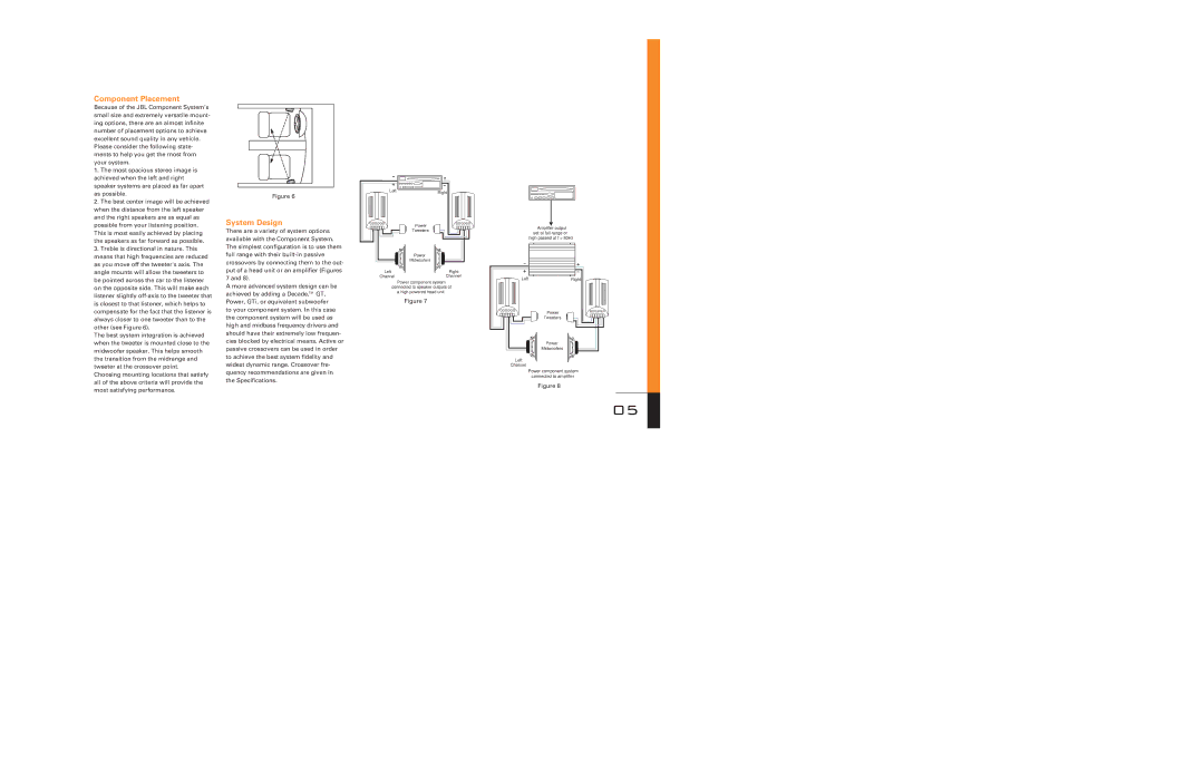 JBL P62c, P52c, P42c owner manual Component Placement, System Design 