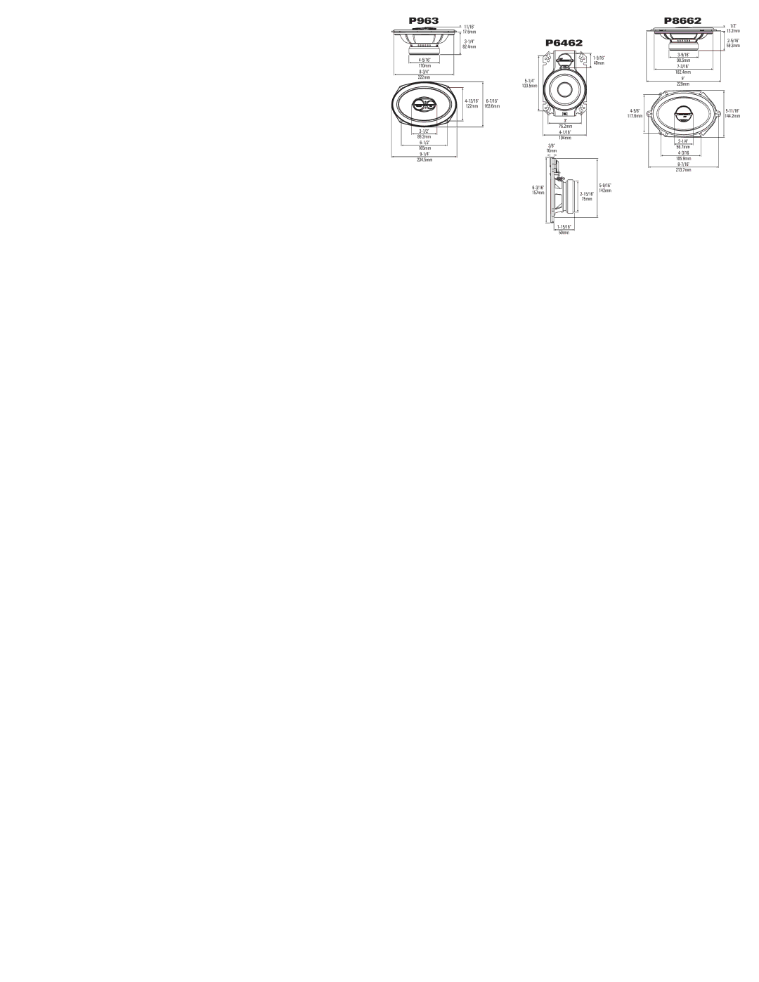 JBL P6562S, P6462 owner manual 13/16 6-7/16 122mm 