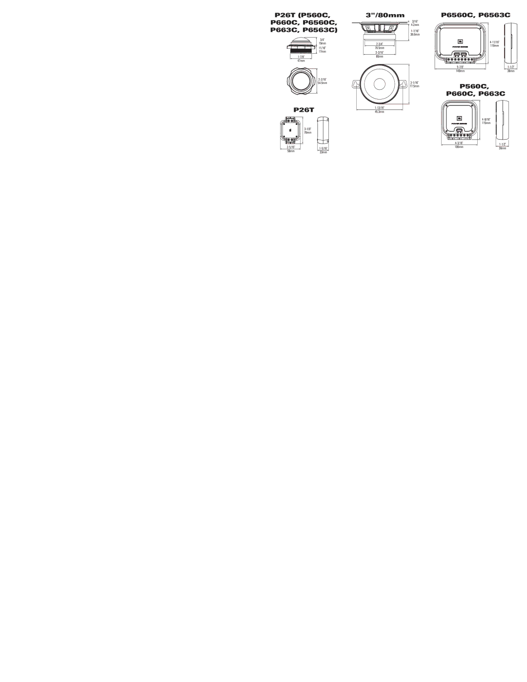 JBL owner manual P26T P560C, P660C, P6560C, P663C, P6563C 