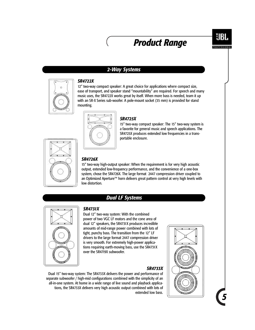 JBL Professional 981-00052-02 specifications Way Systems, Dual LF Systems 