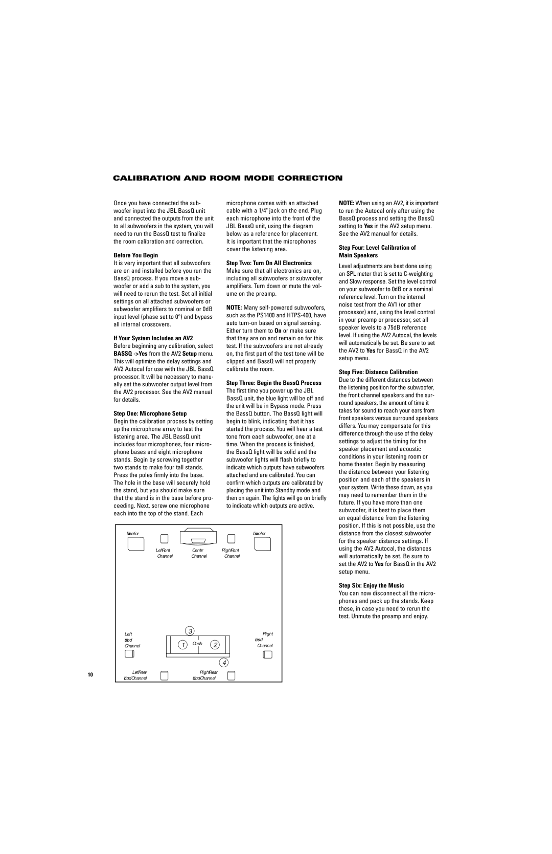 JBL Professional BASSQ manual Calibration and Room Mode Correction 