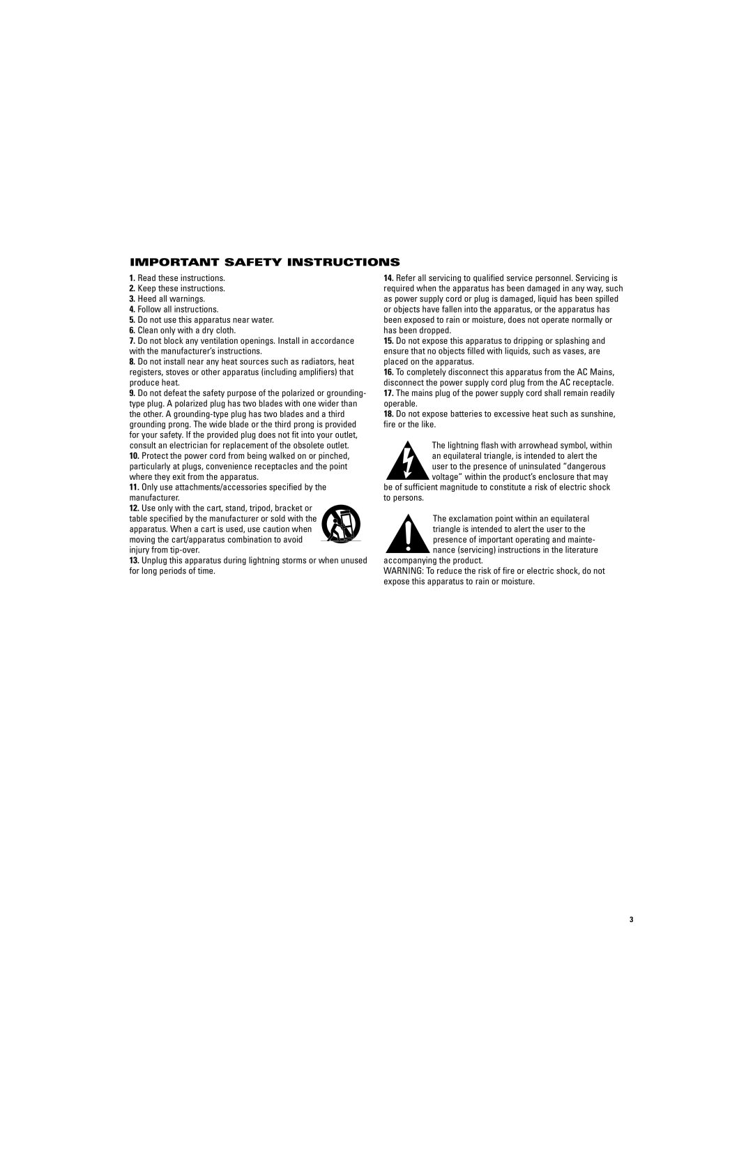 JBL Professional BASSQ manual Important Safety Instructions 