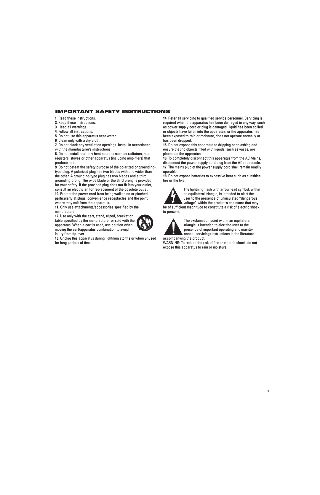 JBL Professional BASSQ manual Important Safety Instructions 