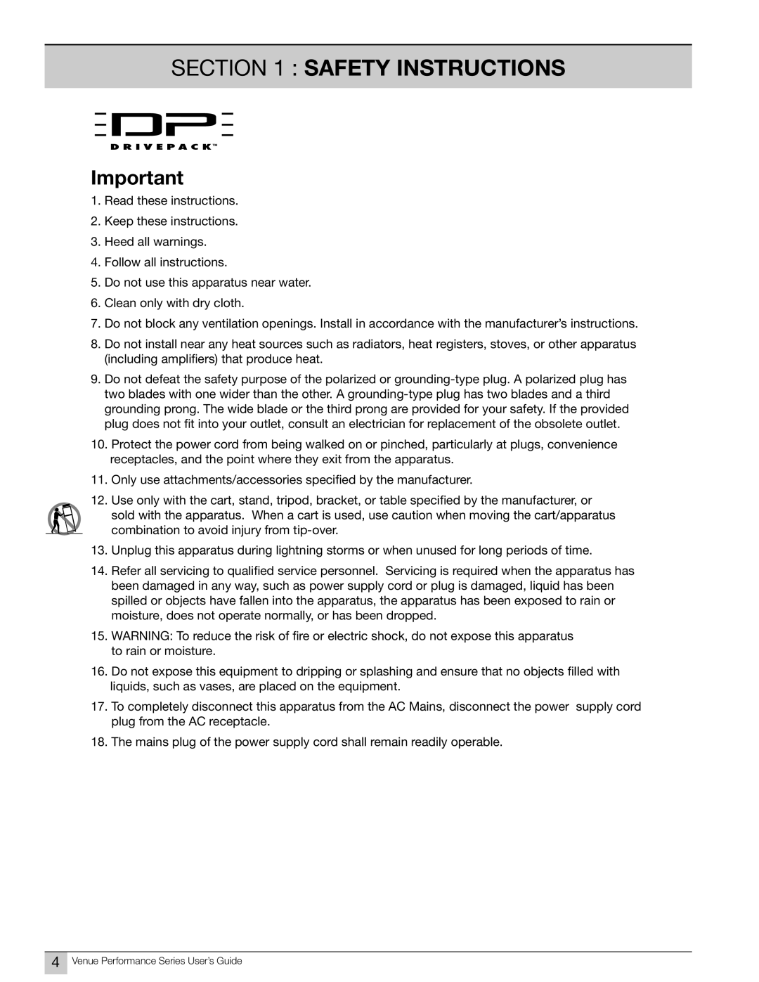 JBL Professional DPC-2 manual Safety Instructions 