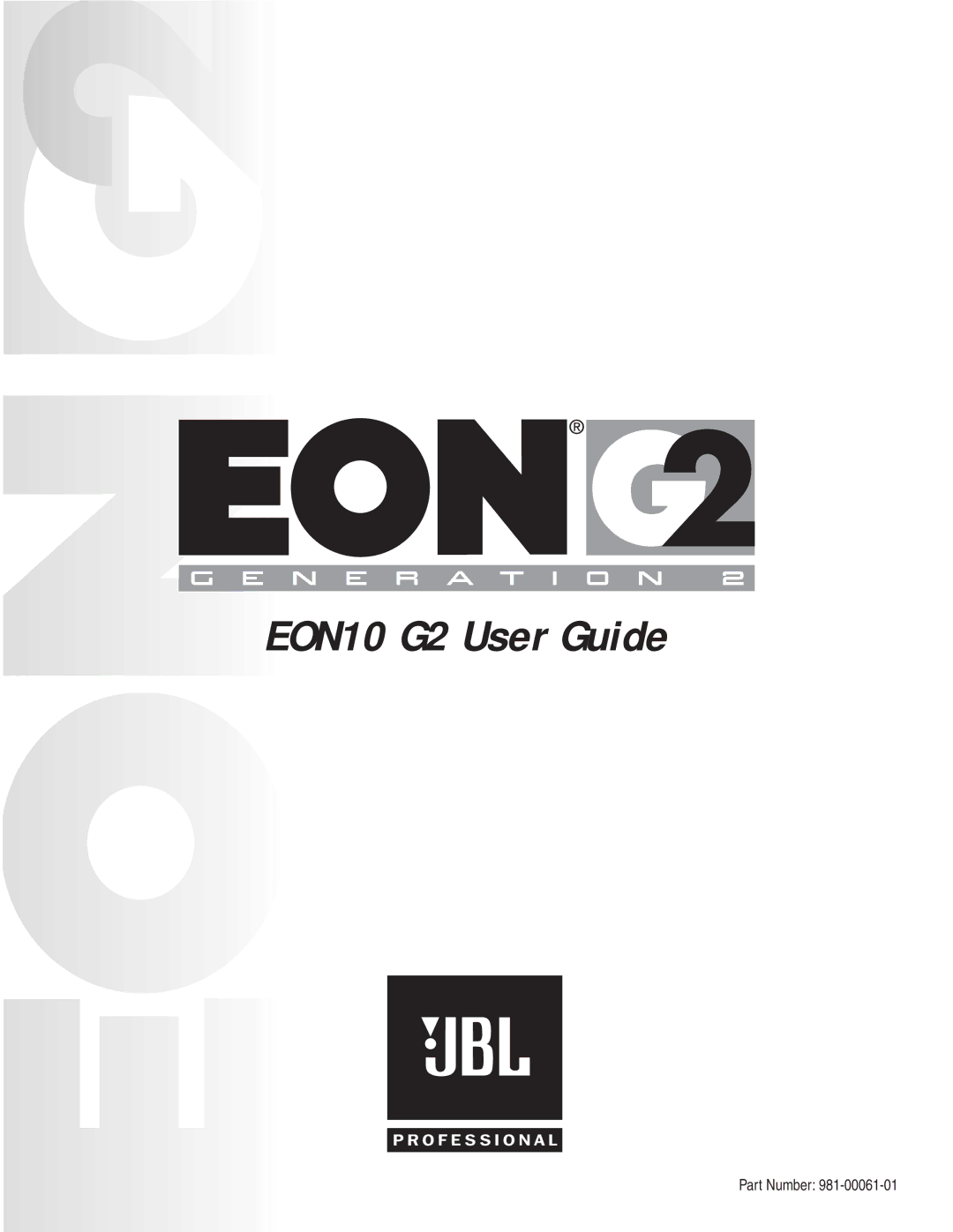 JBL Professional manual EON10 G2 User Guide 