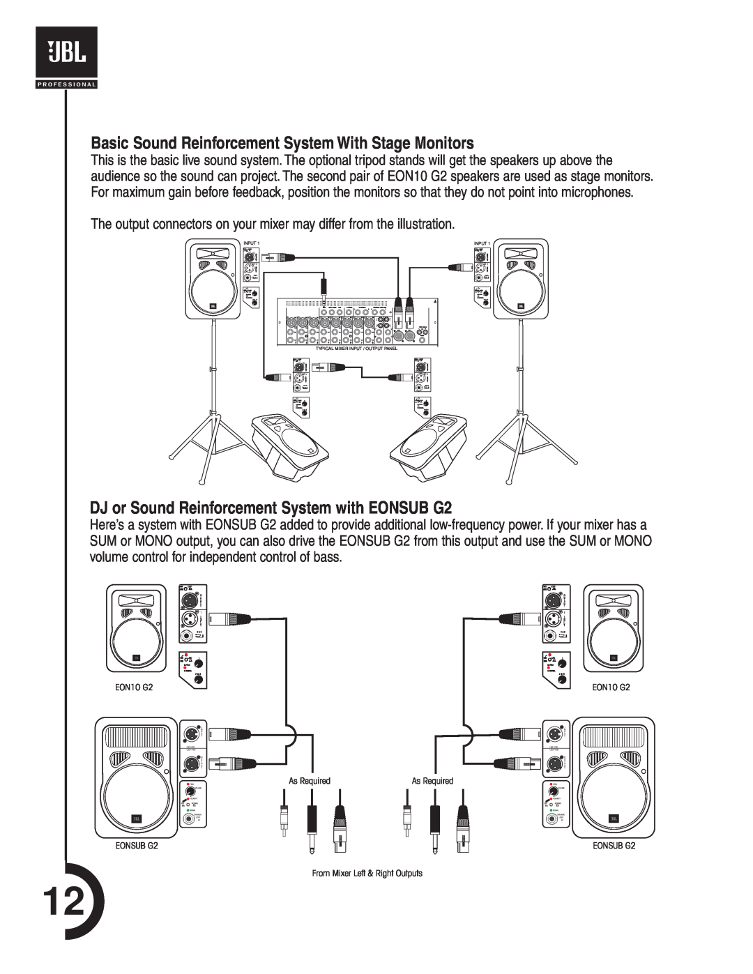 JBL Professional manual DJ or Sound Reinforcement System with EONSUB G2, Input 