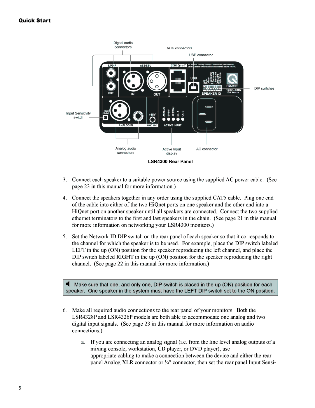 JBL Professional LSR4328P, LSR4326P owner manual LSR4300 Rear Panel 