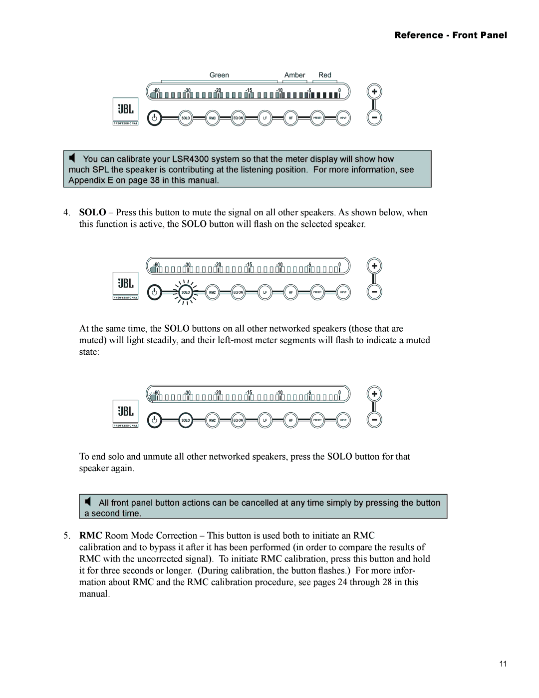 JBL Professional LSR4326P, LSR4328P owner manual Reference Front Panel 