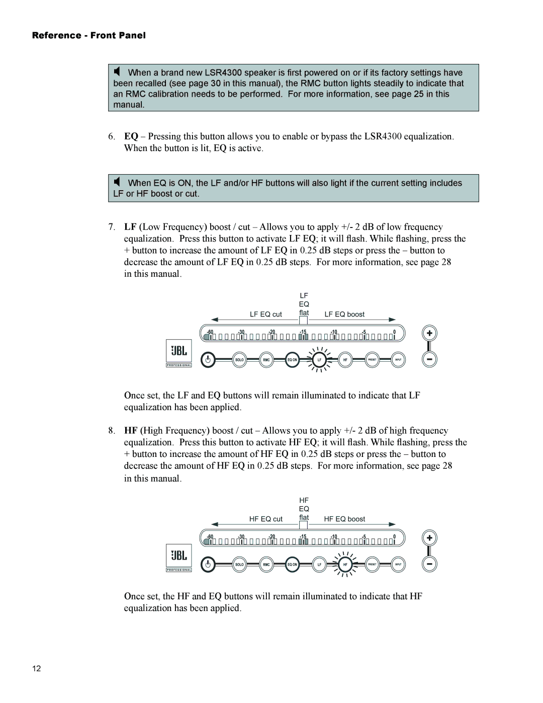 JBL Professional LSR4328P, LSR4326P owner manual Reference Front Panel 