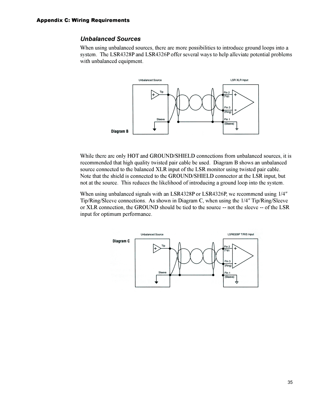 JBL Professional LSR4326P, LSR4328P owner manual Unbalanced Sources 