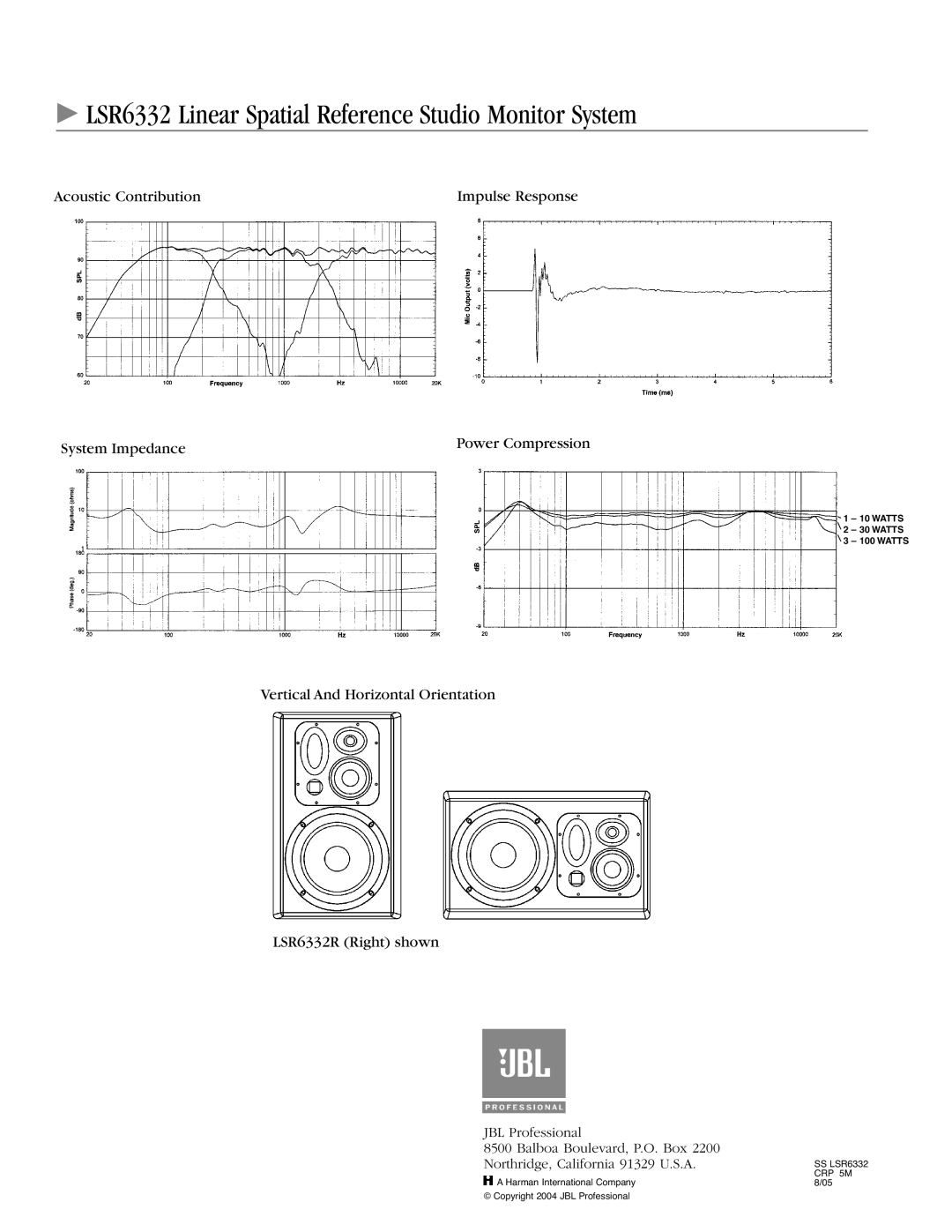 JBL Professional manual LSR6332 Linear Spatial Reference Studio Monitor System 