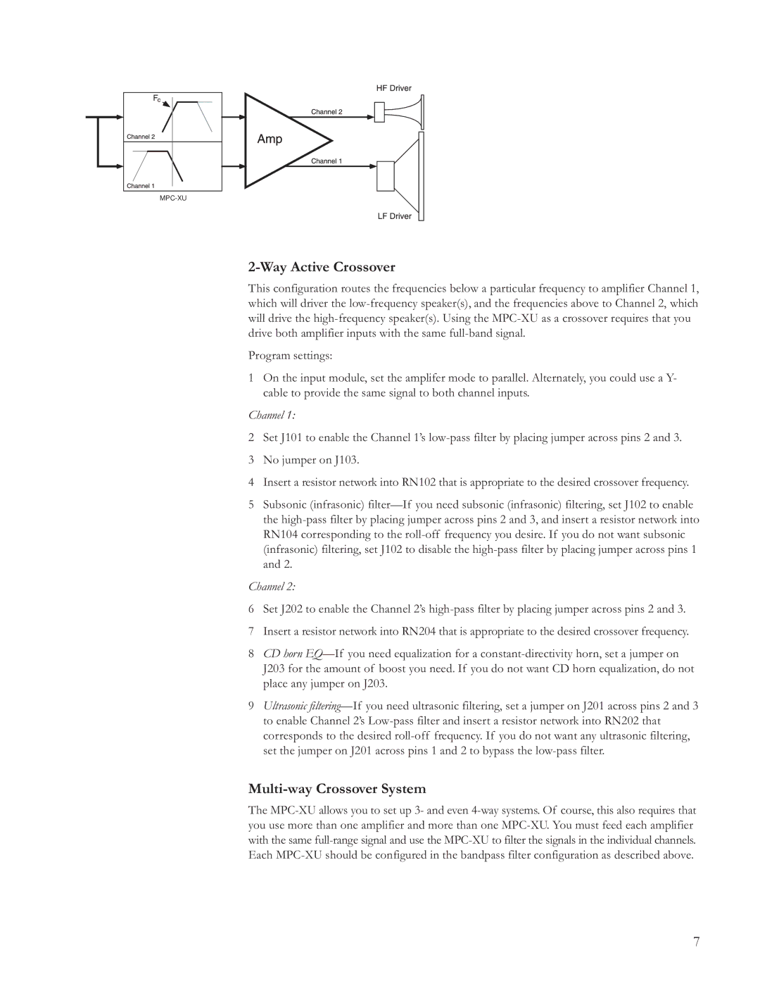 JBL Professional MPC-XU owner manual Way Active Crossover, Multi-way Crossover System 