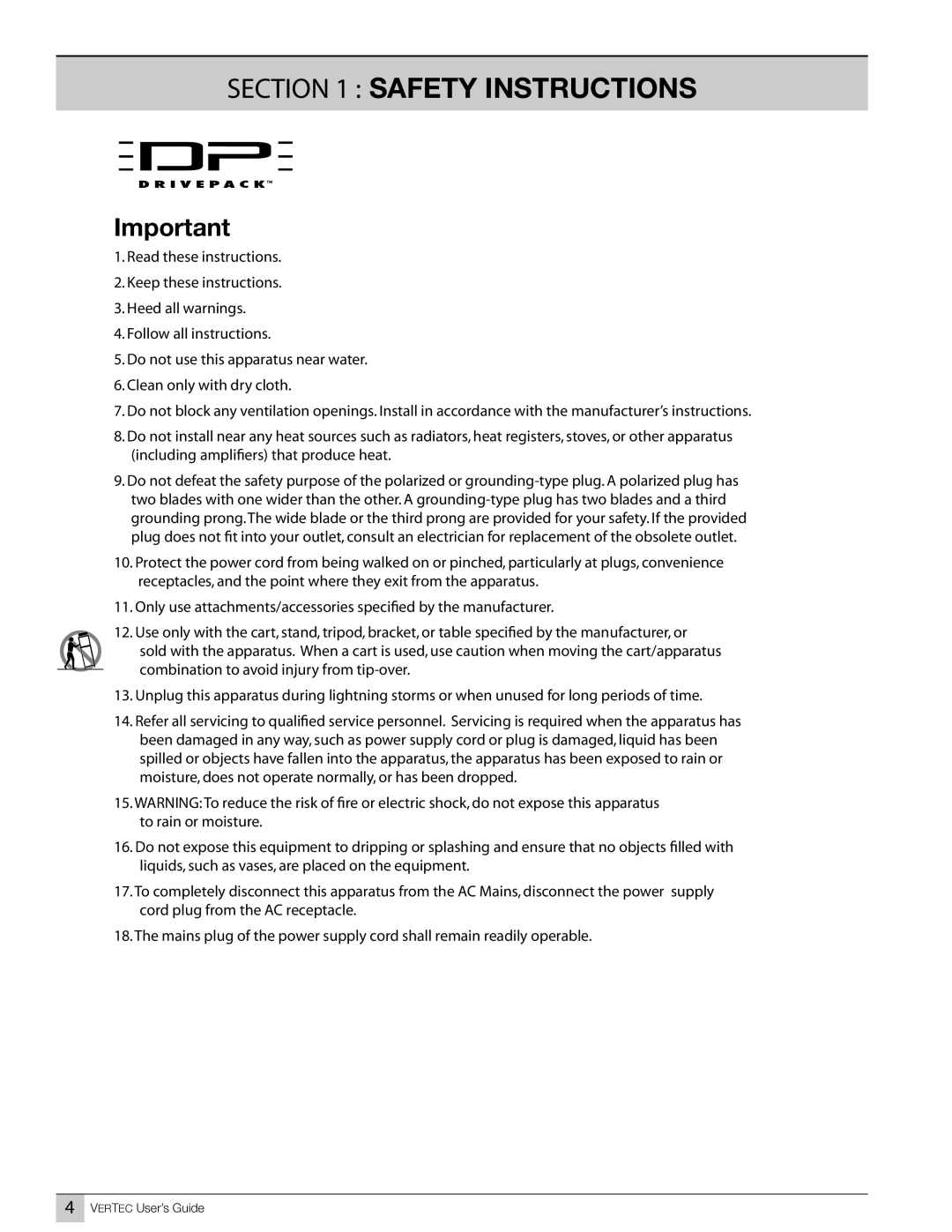 JBL Professional DP SERIES, VT4887ADP-CN, VT4887ADP-AN, VT4881ADP-CN, VT4881ADP-AN manual Safety Instructions 