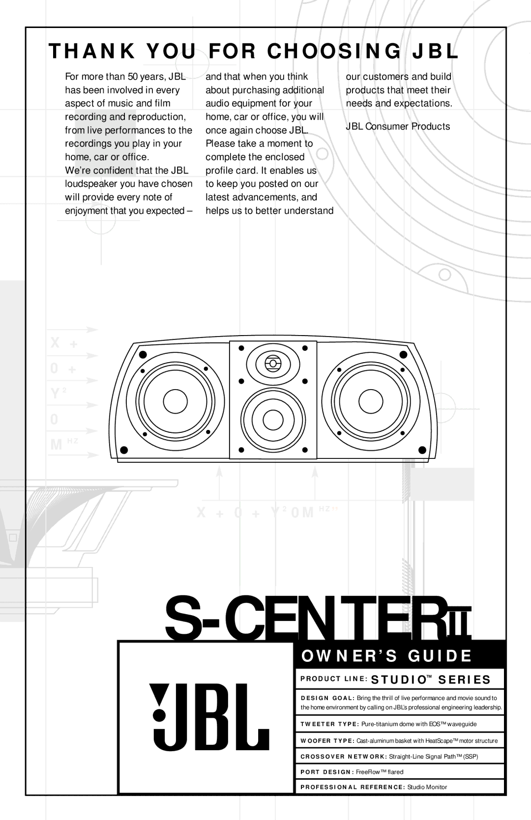 JBL S-CENTERII specifications Centerii 