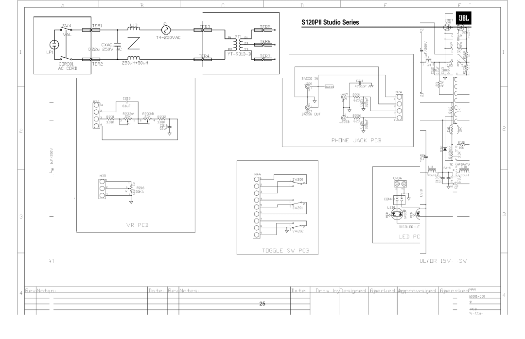 JBL service manual S120PII Studio Series 