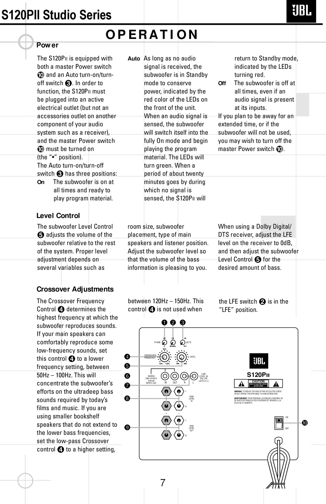 JBL S120PII service manual E R a T I O N 