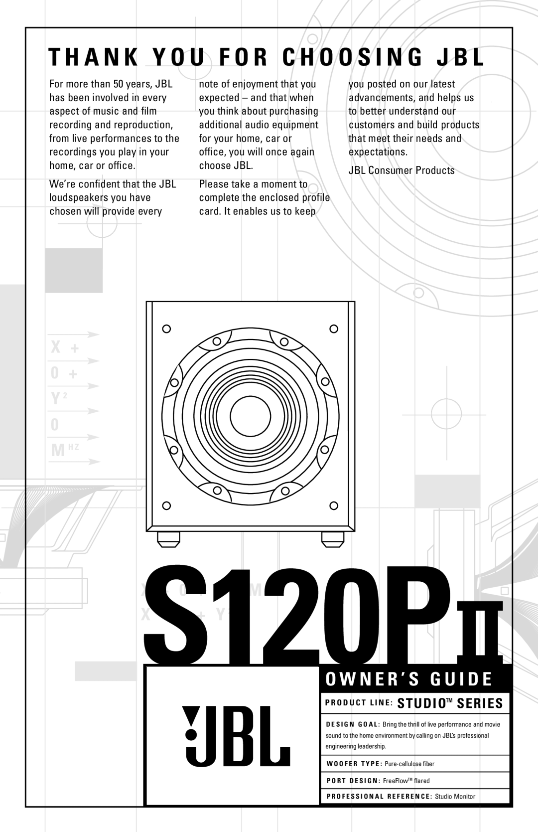 JBL S120PII specifications A N K Y O U F O R C H O O S I N G J B L 