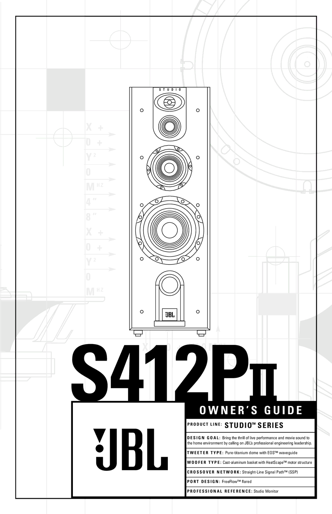 JBL S412PII manual N E R ’ S G U I D E, O D U C T L I N E S T U D I O S E R I E S 