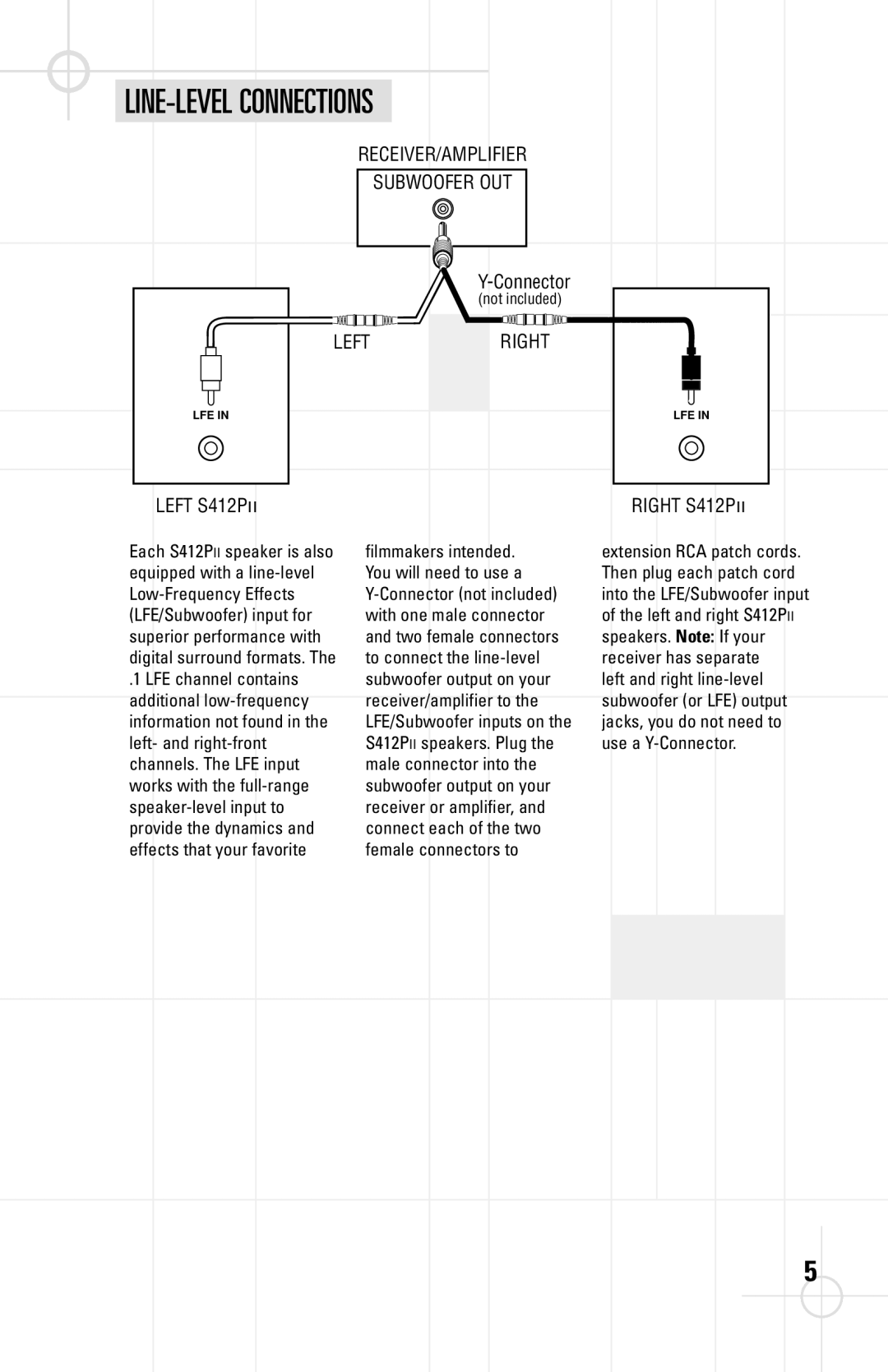 JBL S412PII manual LINE-LEVEL Connections, Left S412P Right S412P 