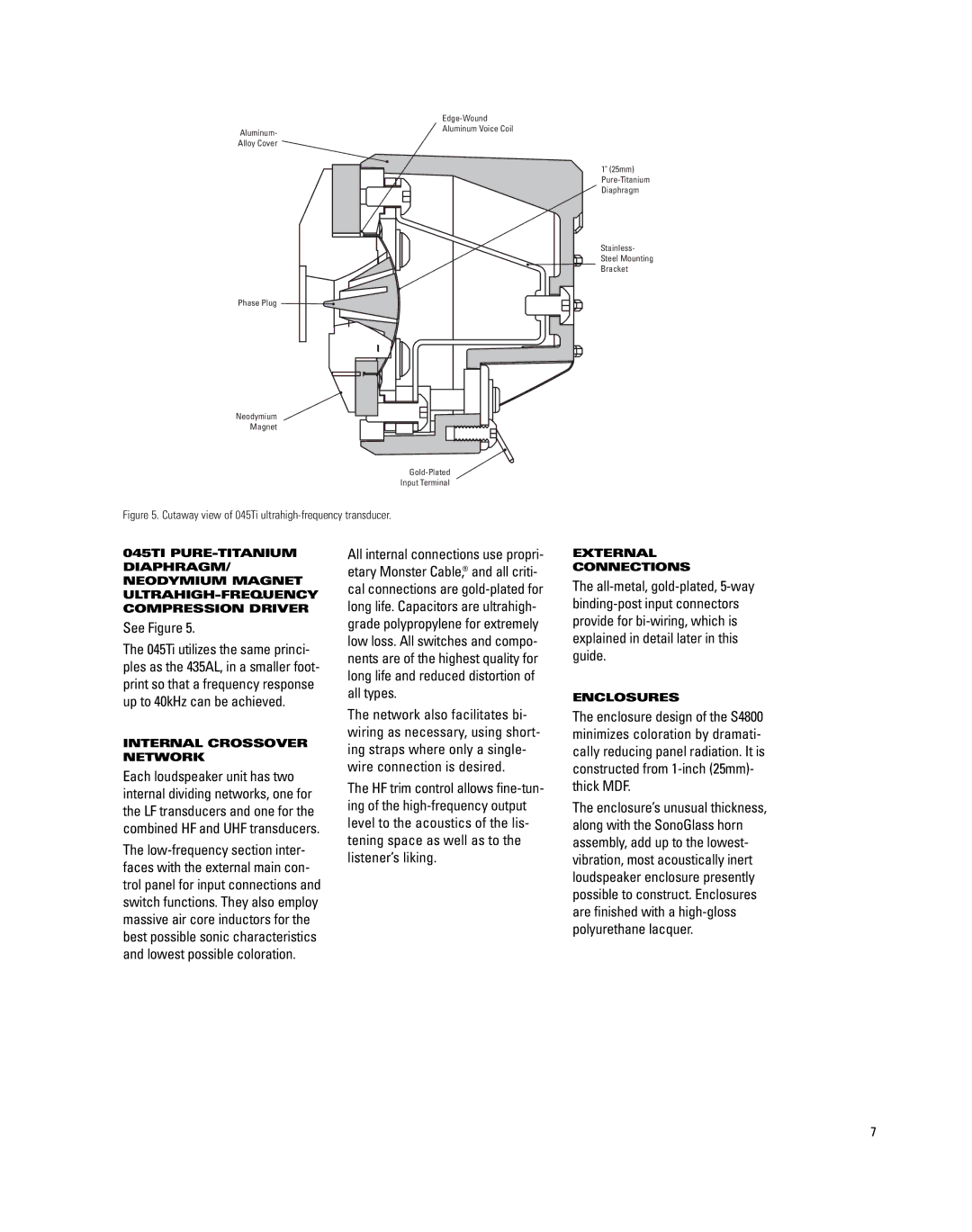 JBL S4800 manual Internal Crossover Network, External Connections, Enclosures 