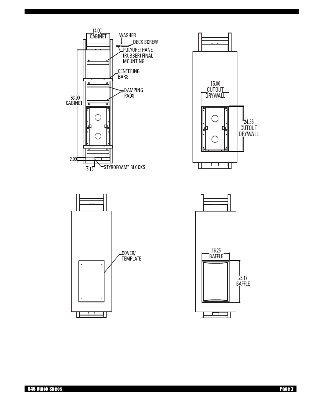 JBL S4SBB dimensions S4S Quick Specs 