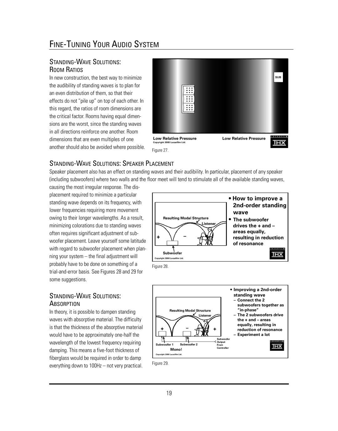 JBL S4HC &S4Ai manual An even distribution of them, so that their, Some suggestions, STANDING-WAVE Solutions Room Ratios 