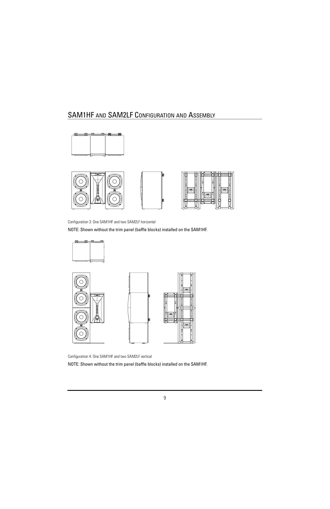 JBL manual SAM1HF and SAM2LF Configuration and Assembly 