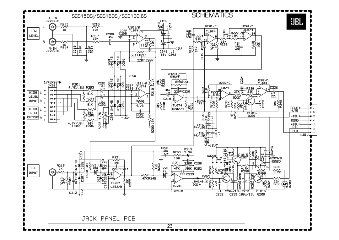 JBL SCS160SI, SCS180.6S, SCS150SI service manual Schematics 