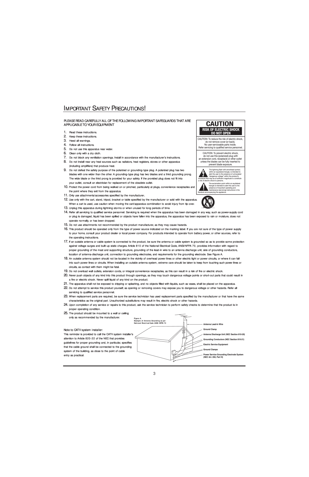 JBL SDEC-4000 manual Important Safety Precautions 