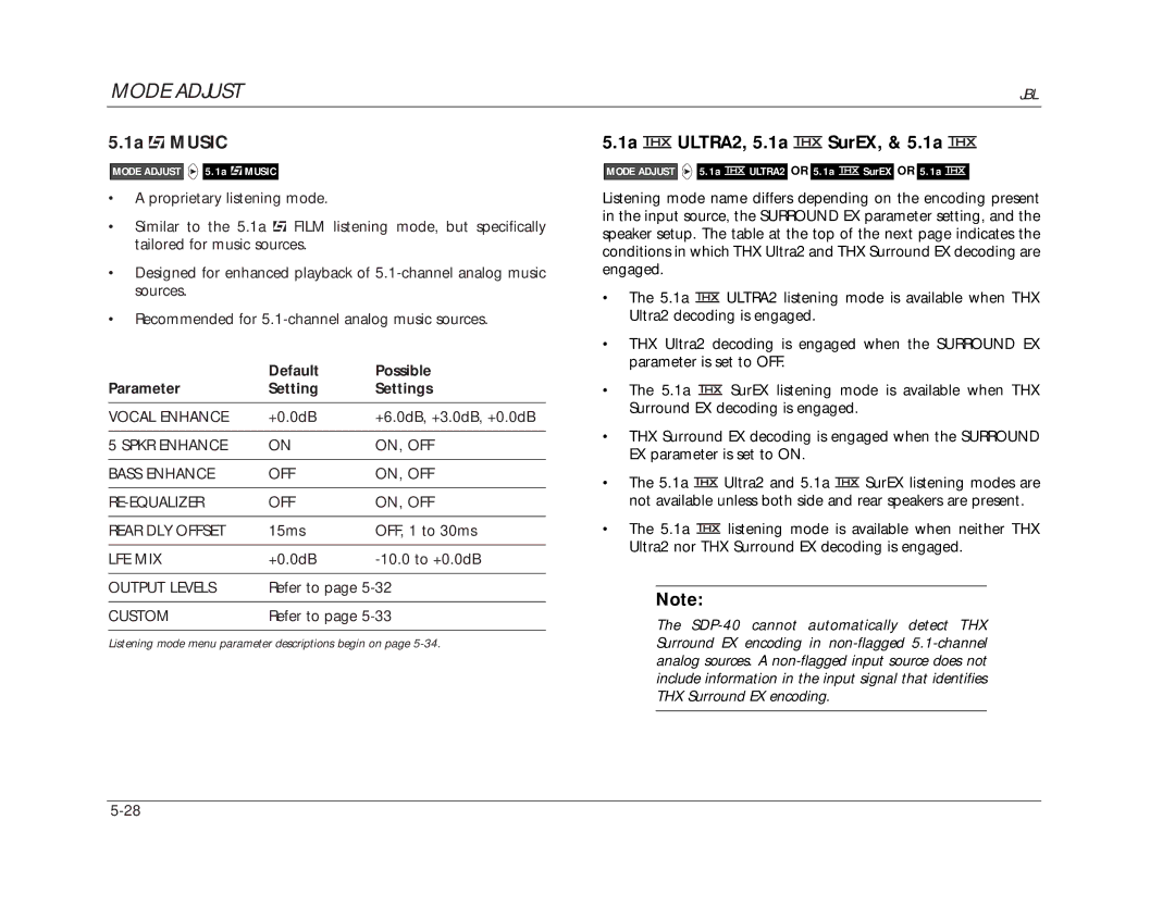 JBL SDP-40 manual 1a Music, 1a ULTRA2, 5.1a SurEX, & 5.1a 