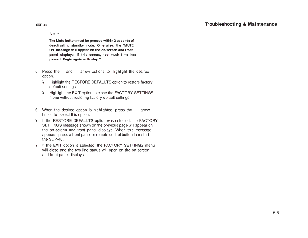 JBL SDP-40 manual Troubleshooting & Maintenance 