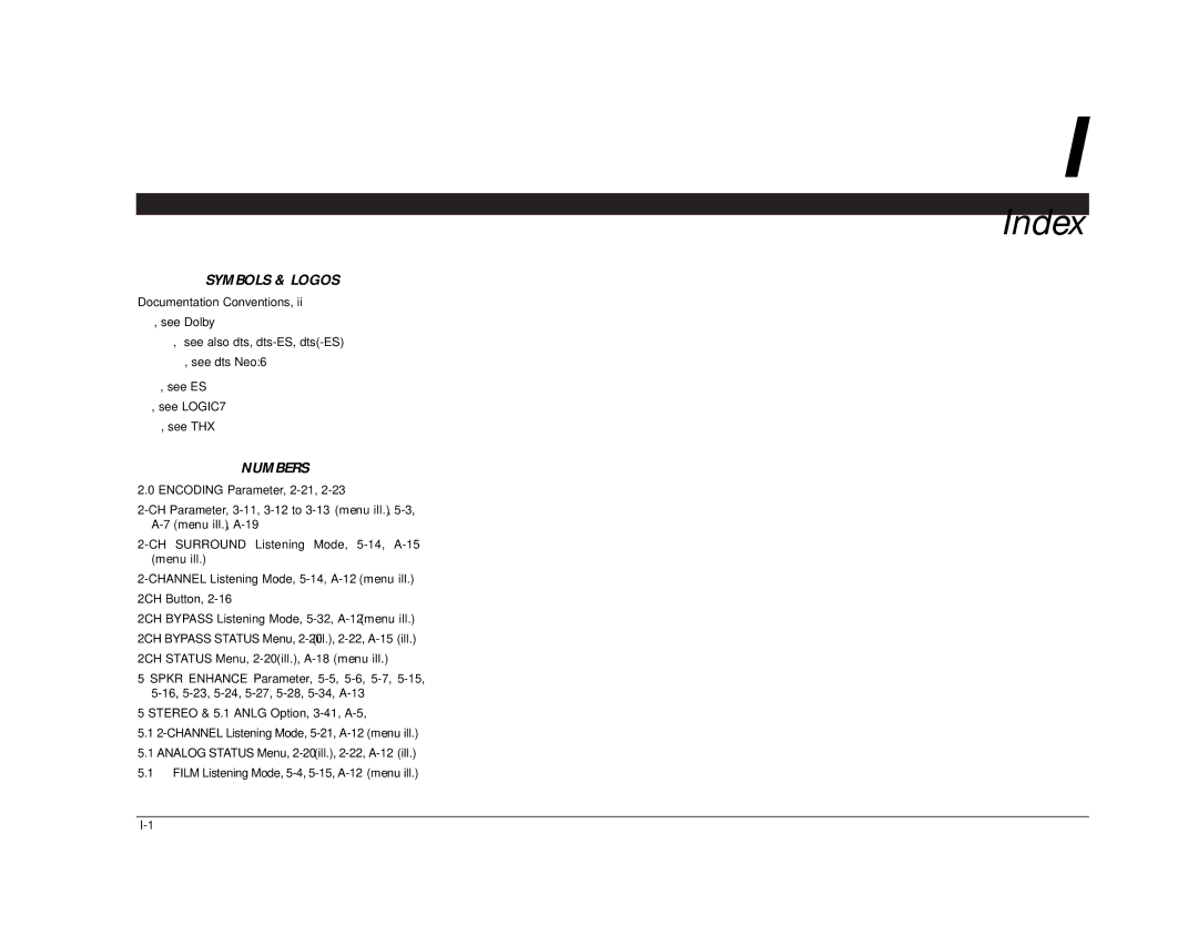 JBL SDP-40 manual Index 