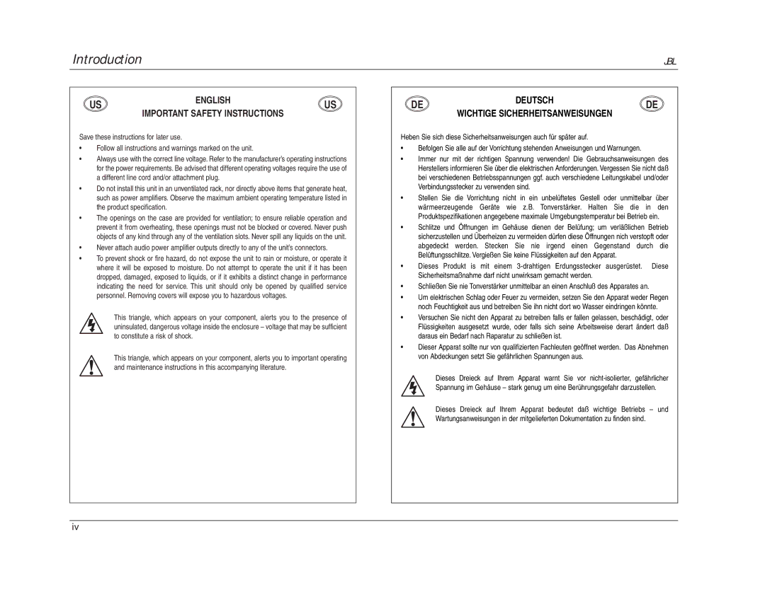 JBL SDP-40 manual English Important Safety Instructions 