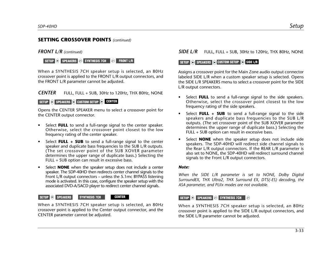 JBL SDP-40HD manual Front L/R 