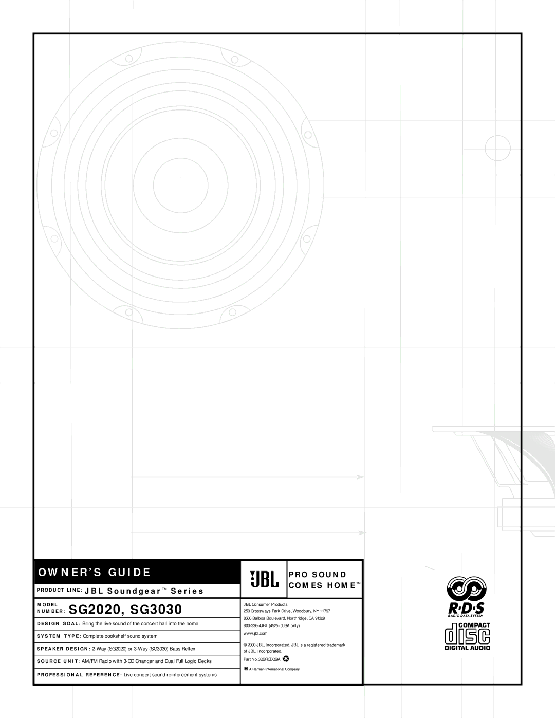 JBL SG3030, SG2020 manual N E R ’ S G U I D E 