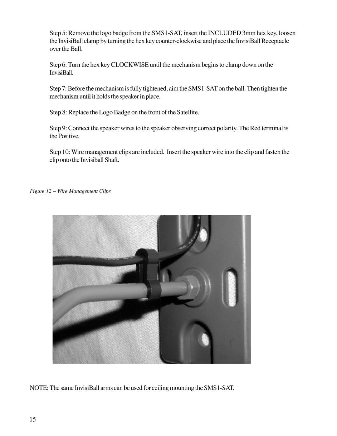 JBL SMS1 owner manual Wire Management Clips 