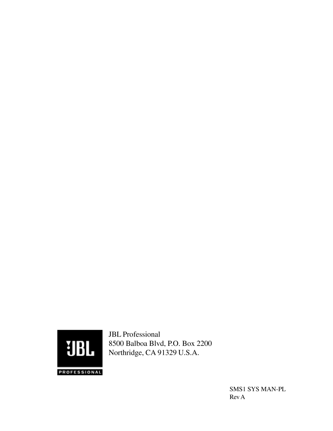 JBL owner manual SMS1 SYS MAN-PL 