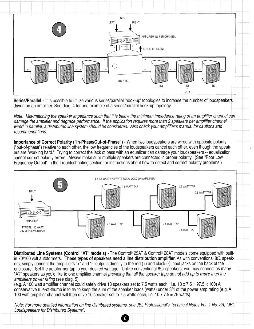 JBL Speaker System manual Input Leftright 