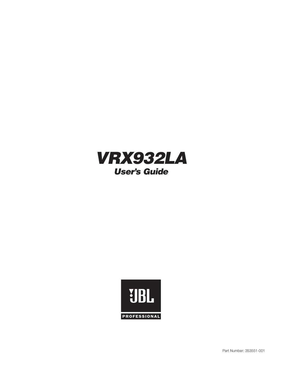 JBL VRX932LA manual 