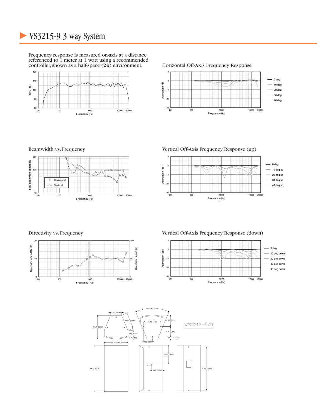 JBL specifications VS3215-9 3 way System 