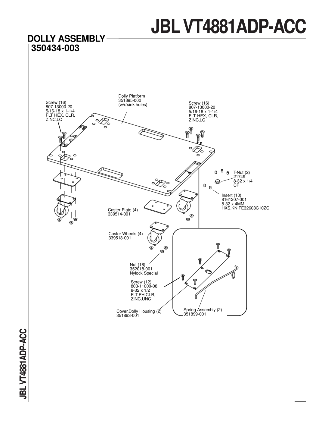 JBL VT4881ADP-AN/CN technical manual JBL VT4881ADP-ACC, Dolly Assembly 