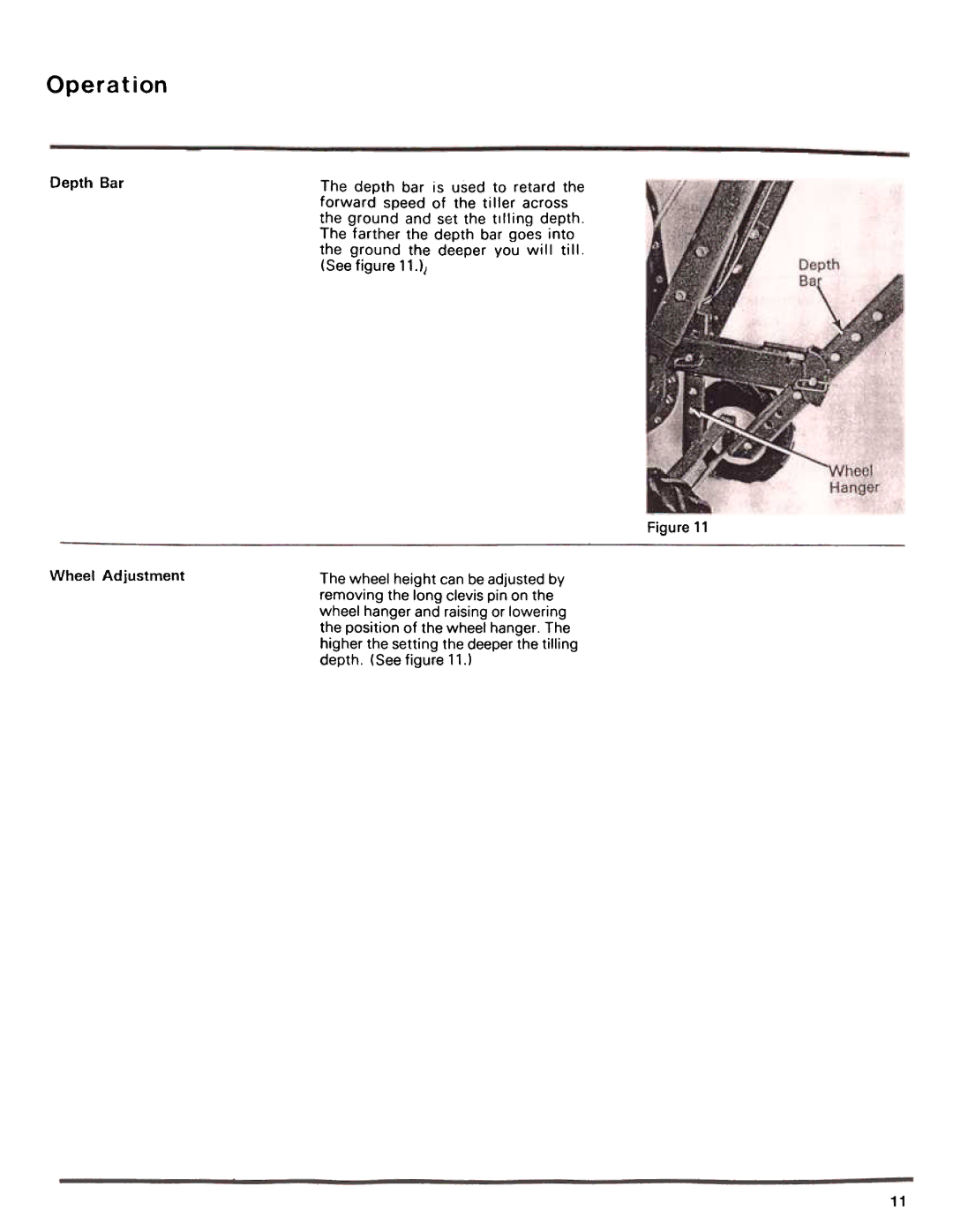 JC Penney 3032B manual Operation, Depth Bar Wheel Adjustment Depth bar is used to retard 