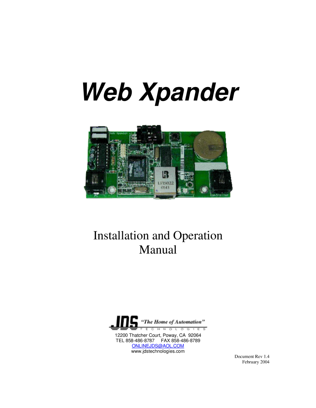 JDS Uniphase RS-232 operation manual Web Xpander 