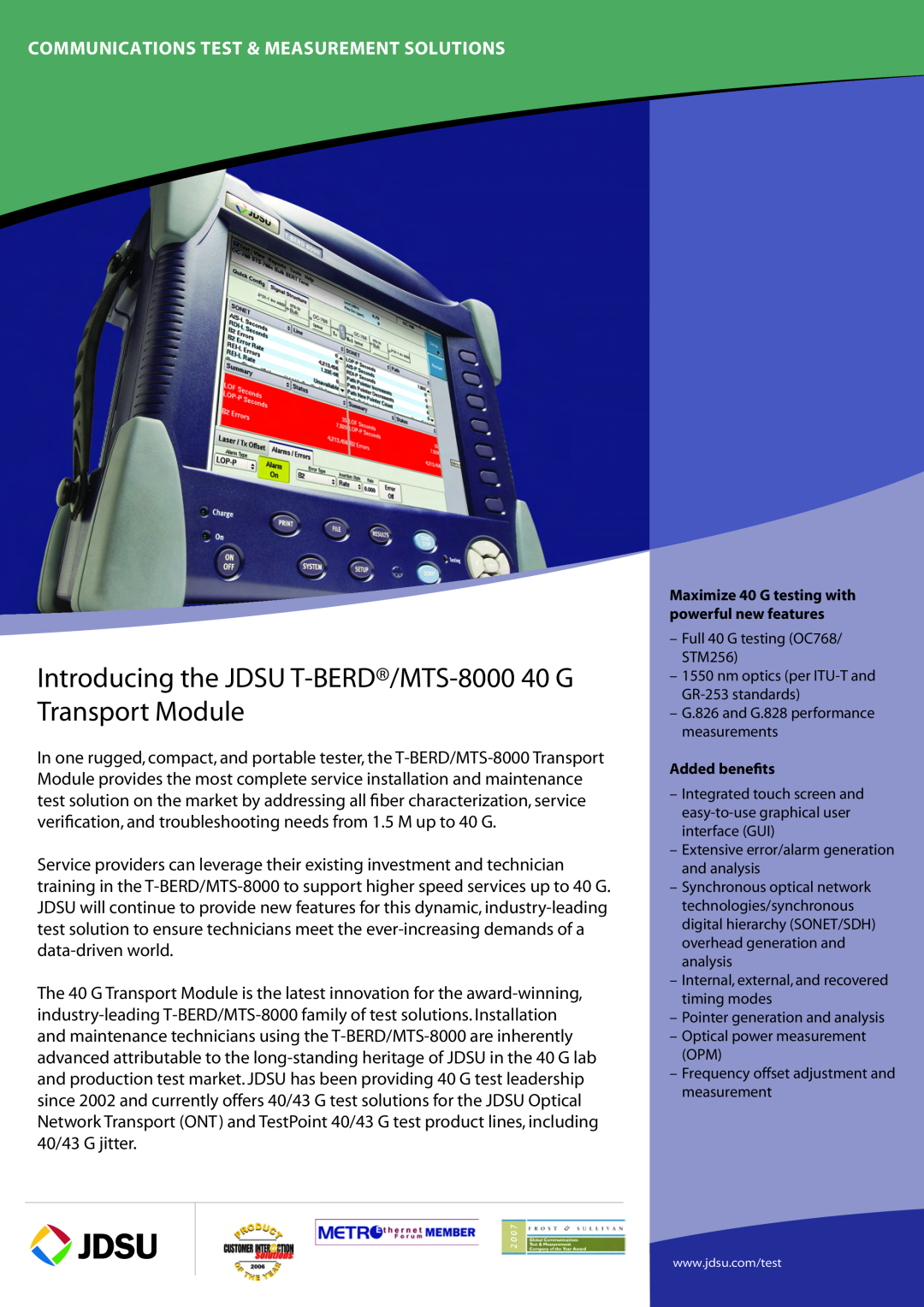 JDS Uniphase T-BERD/MTS-8000 manual Introducing the NewGen Module for the JDSU MTS 