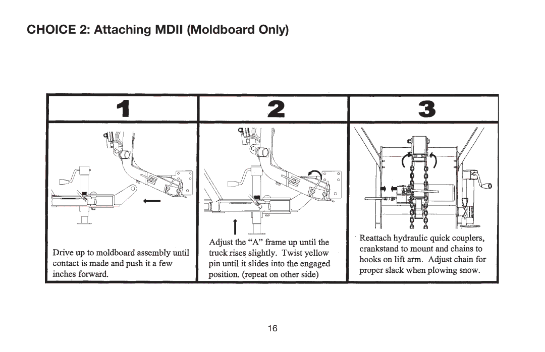 Jeep E-60 owner manual Choice 2 Attaching Mdii Moldboard Only 