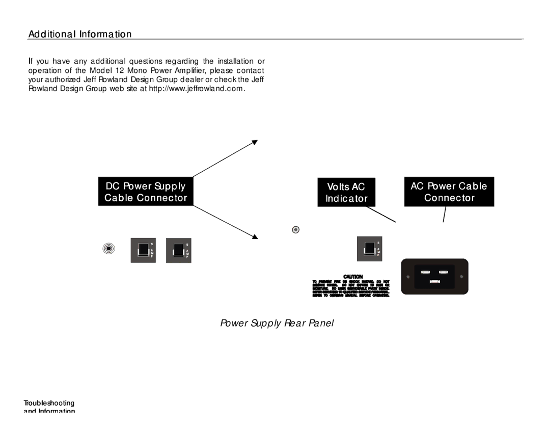 Jeff Rowland Design Group 12 owner manual Additional Information 