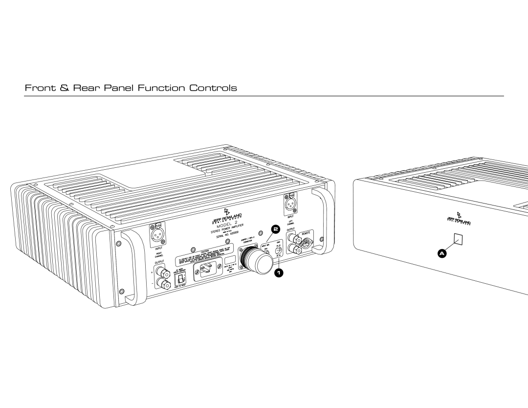 Jeff Rowland Design Group Model 2 manual Front & Rear Panel Function Controls 