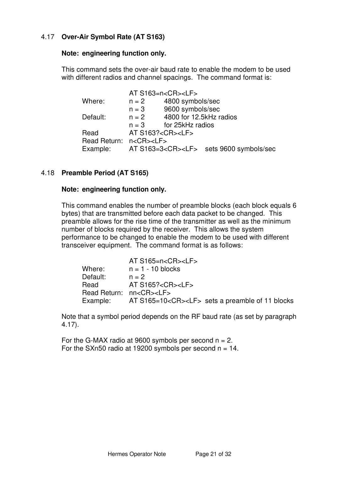 Jenn-Air 1892, 1300 manual Over-Air Symbol Rate AT S163 Note engineering function only 