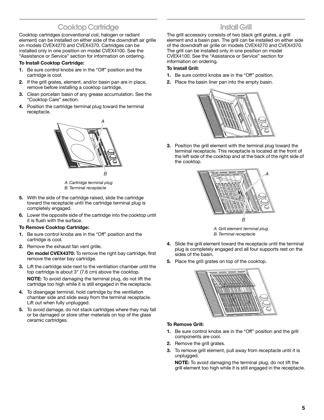 Jenn-Air 20 manual Cooktop Cartridge, Install Grill 