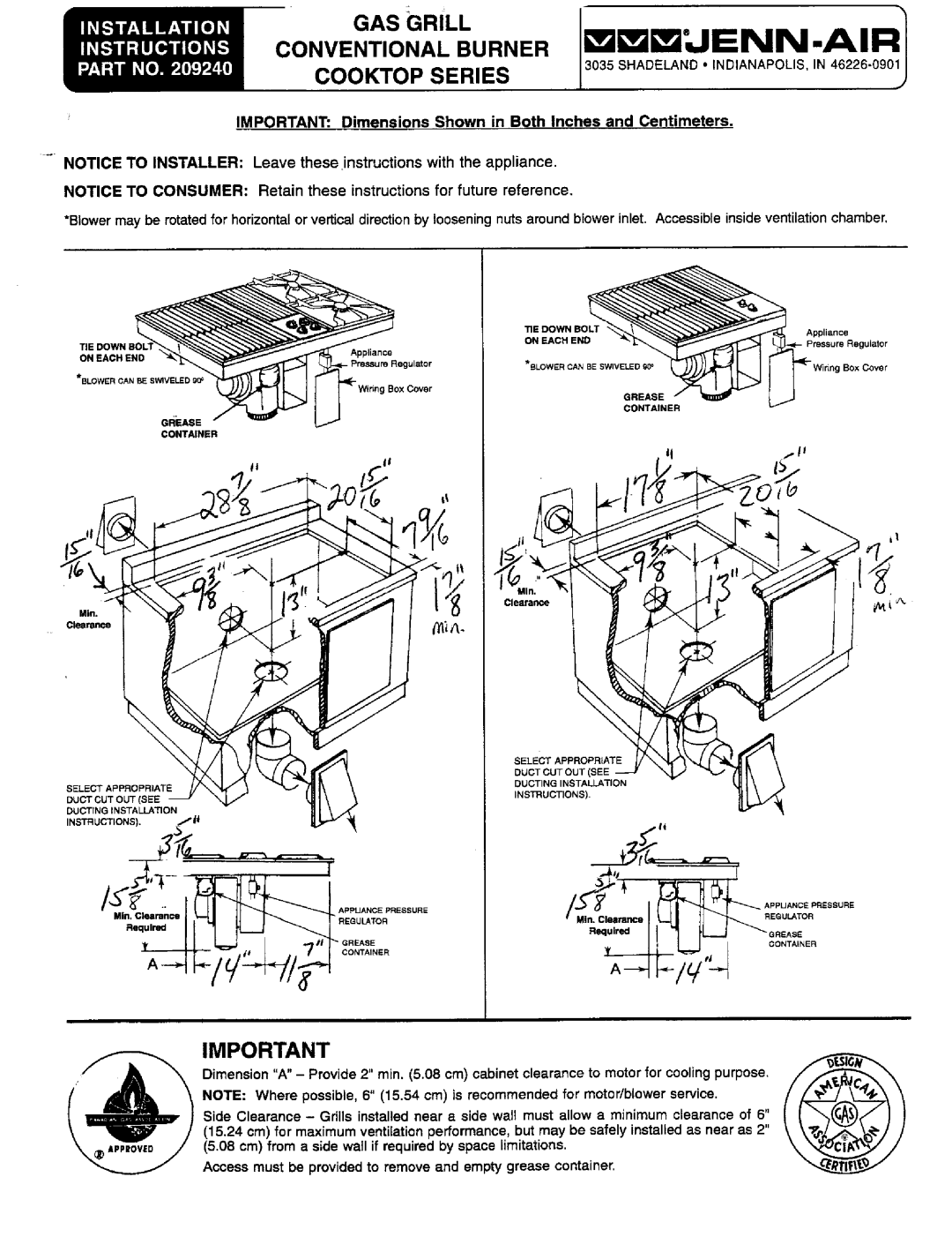 Jenn-Air 209240 installation instructions IiUENN 